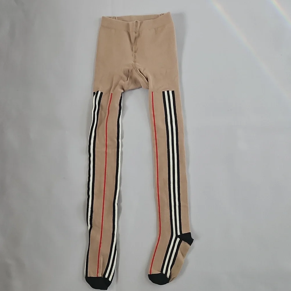 NEW! Burberry Kids Beige Icon Stripe Tights Size 8Y